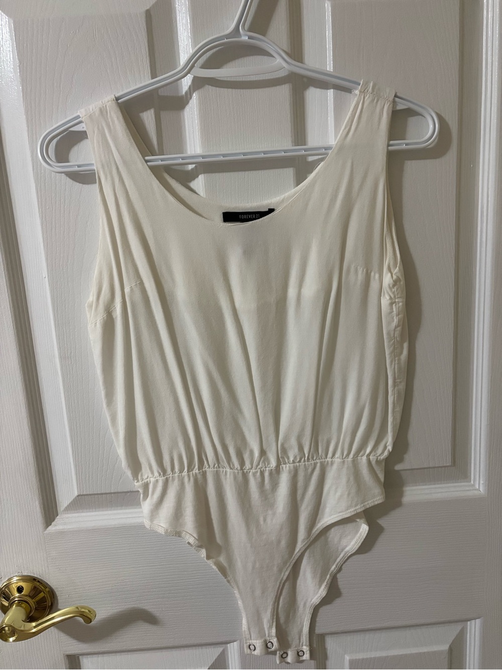 Forever 21 Off-White Sleeveless V-Neck Bodysuit